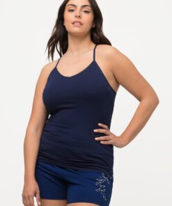 Grote Maten hemdje, Dames, blauw, Maat: 58/60, Katoen/Synthetische vezels/Elastaan, Ulla Popken