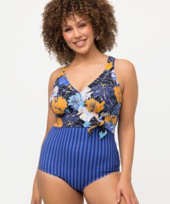 Grote Maten badpak, Dames, blauw, Maat: 58, Synthetische vezels/Elastaan, Ulla Popken