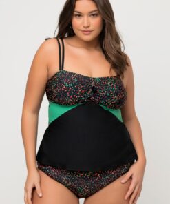 Grote Maten tankini, Dames, zwart, Maat: 56, Synthetische vezels/Elastaan, Ulla Popken