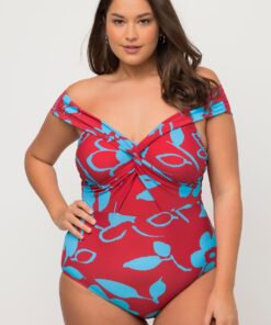 Grote Maten badpak, Dames, rood, Maat: 52, Synthetische vezels/Elastaan, Ulla Popken