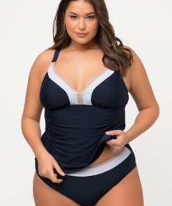 Grote Maten tankini, Dames, blauw, Maat: 60, Synthetische vezels/Elastaan, Ulla Popken