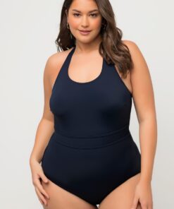 Grote Maten badpak, Dames, blauw, Maat: 58, Synthetische vezels/Elastaan, Ulla Popken