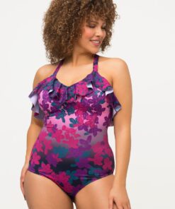 Grote Maten badpak, Dames, blauw, Maat: 54, Synthetische vezels/Elastaan, Ulla Popken