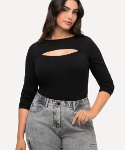 Grote Maten Bodysuit, Dames, zwart, Maat: 58/60, Katoen, Ulla Popken