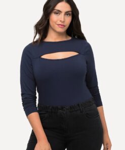 Grote Maten Bodysuit, Dames, blauw, Maat: 54/56, Katoen, Ulla Popken
