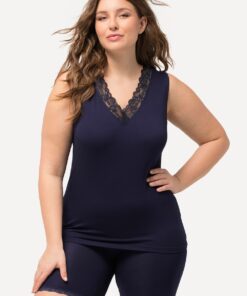 Grote Maten Onderhemd, Dames, blauw, Maat: 62/64, Viscose/Synthetische vezels/Elastaan, Ulla Popken