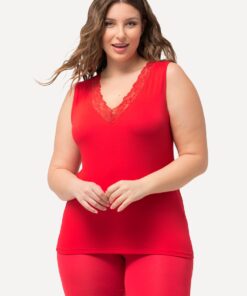 Grote Maten Onderhemd, Dames, rood, Maat: 62/64, Viscose/Synthetische vezels/Elastaan, Ulla Popken