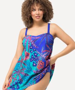 Grote Maten Badjurk, Dames, blauw, Maat: 54, Synthetische vezels/Elastaan, Ulla Popken