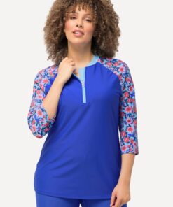 Grote Maten UV-shirt, Dames, blauw, Maat: 46/48, Elastaan, Ulla Popken