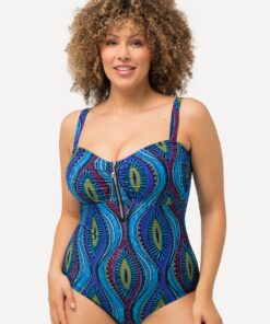 Grote Maten Badpak, Dames, blauw, Maat: 42, Polyester/Synthetische vezels/Elastaan, Ulla Popken
