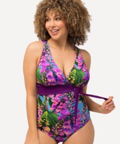 Grote Maten Badpak, Dames, blauw, Maat: 58, Polyester/Synthetische vezels/Elastaan, Ulla Popken