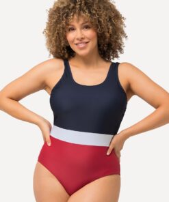 Grote Maten Badpak, Dames, blauw, Maat: 56, Polyester/Synthetische vezels/Elastaan, Ulla Popken