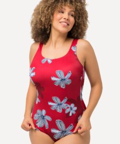Grote Maten Badpak, Dames, rood, Maat: 62/64, Polyester/Elastaan, Ulla Popken