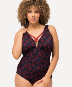 Grote Maten Badpak, Dames, blauw, Maat: 60, Polyester/Synthetische vezels/Elastaan, Ulla Popken