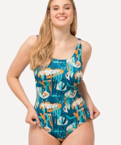 Grote Maten Badpak, Dames, turquoise, Maat: 46/48, Polyester/Elastaan, Ulla Popken