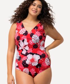 Grote Maten Badpak, Dames, rood, Maat: 56, Synthetische vezels/Elastaan, Ulla Popken
