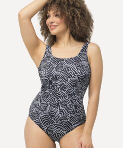 Grote Maten Badpak, Dames, zwart, Maat: 54/56, Polyester/Elastaan, Ulla Popken