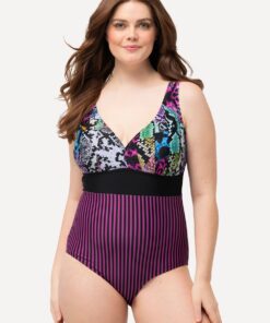 Grote Maten Badpak, Dames, zwart, Maat: 50, Polyester/Synthetische vezels/Elastaan, Ulla Popken