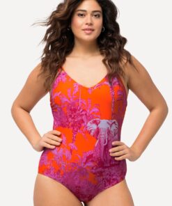 Grote Maten Badpak, Dames, rood, Maat: 52, Polyester/Synthetische vezels/Elastaan, Ulla Popken