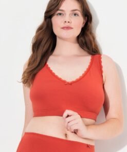Grote Maten Bustier, Dames, oranje, Maat: 50/52, Katoen, Ulla Popken