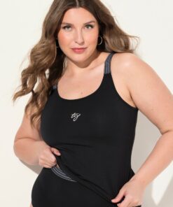 Grote Maten Tops, Dames, zwart, Maat: 54/56, Katoen, Ulla Popken