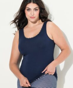 Grote Maten Onderhemd, Dames, blauw, Maat: 50/52, Katoen, Ulla Popken