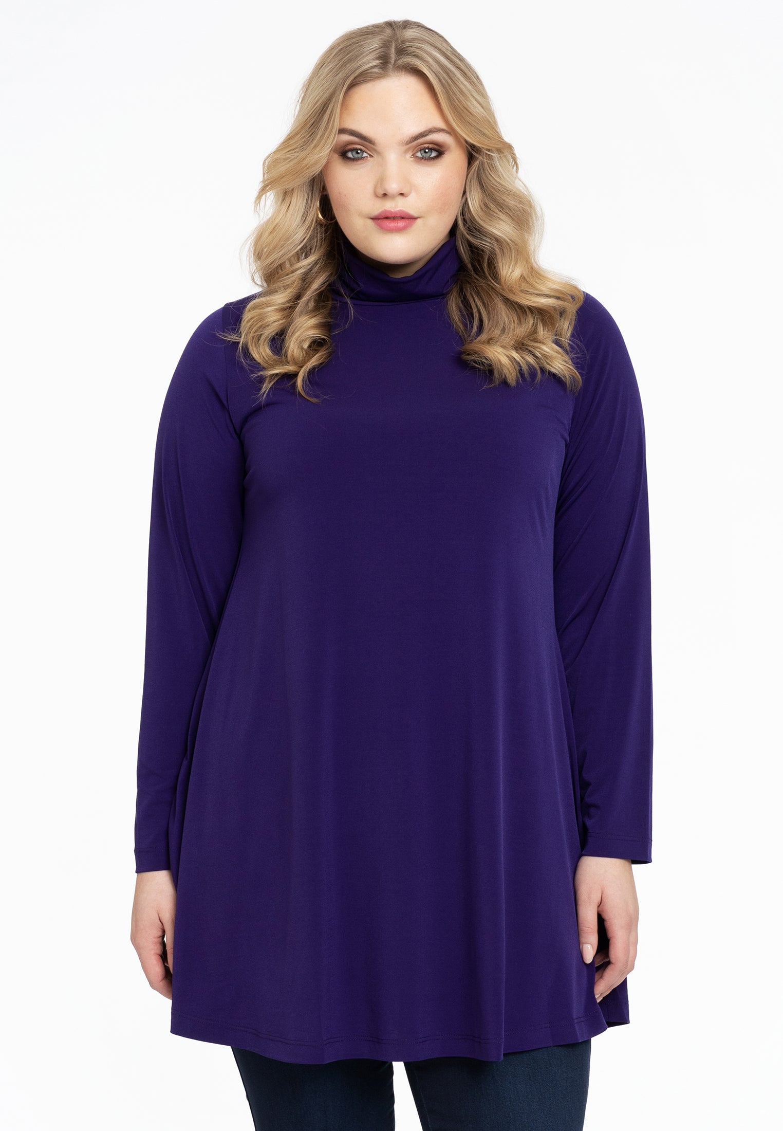 Yoek Tuniek met col wide bottom | Paars | Maat 50/52