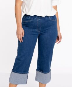 Yoek Jeans cropped met omslag | Indigo | Maat 42/44