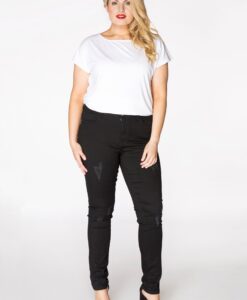 Yoek Jeans destroyed | Zwart | Maat 48