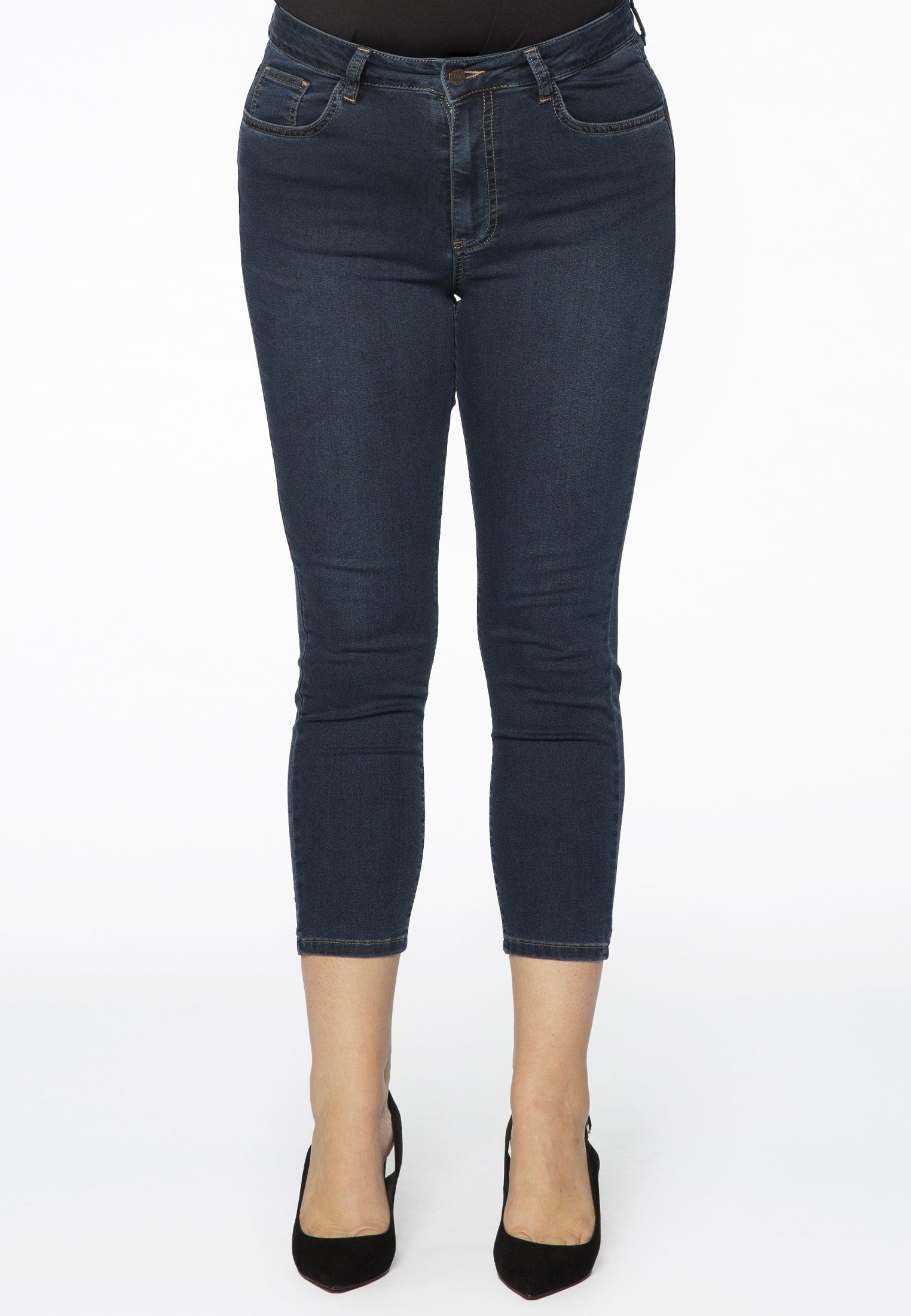 Yoek Jeans met rits | Donker Blauw | Maat 42