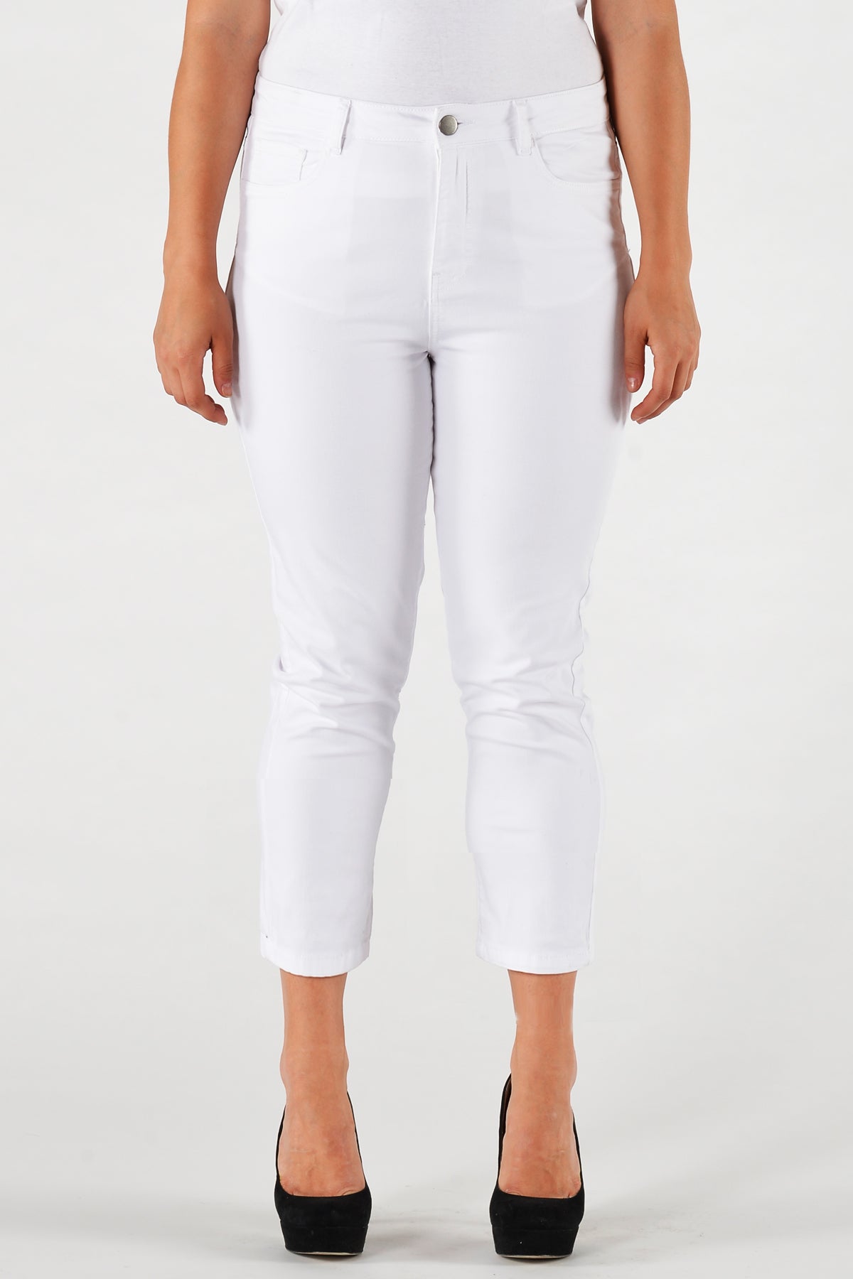 Yoek Cropped capri jeans wit | Wit | Maat 54