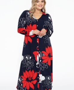 Yoek Jurk met strassknopen POPPY | Rood | Maat 58/60