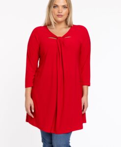 Yoek Tuniek Wide Bottom met halsdetail | Rood | Maat 58/60
