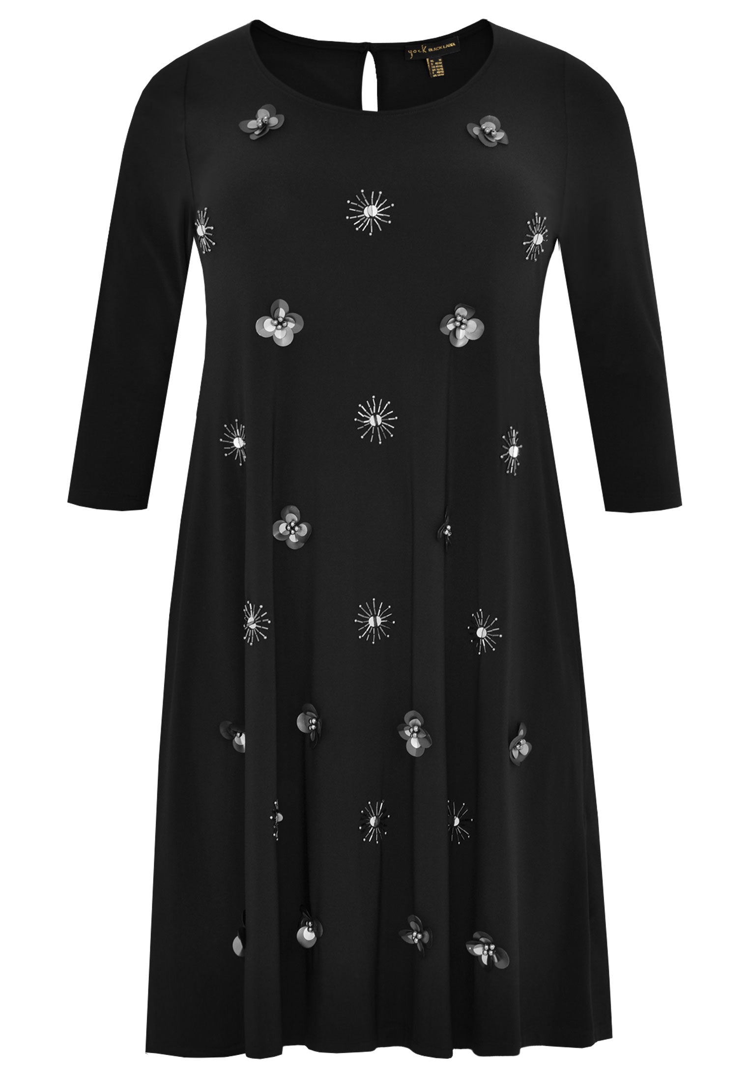 Yoek Jurk met pailletten | Zwart | Maat 58/60