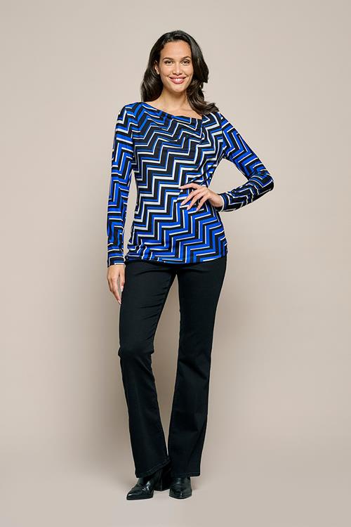 Caitlin Print Top Kobalt / Zwart