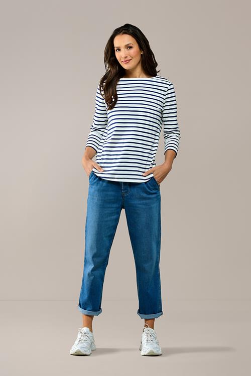 Caroline Tensen Oxford Streep Top Wit / Navy