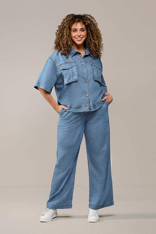 Lina Blouse Denim Blauw Maxi
