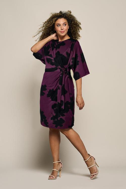 Milan Print Jurk Zwart / Darkberry Maxi