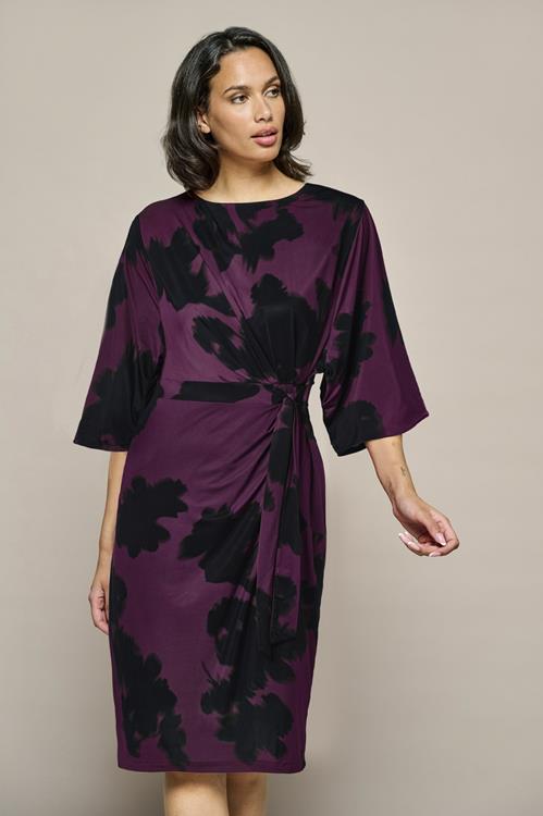 Milan Print Jurk Zwart / Darkberry