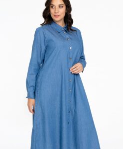 Yoek Blouse-jurk CHAMBRAY | Blauw | Maat 58/60