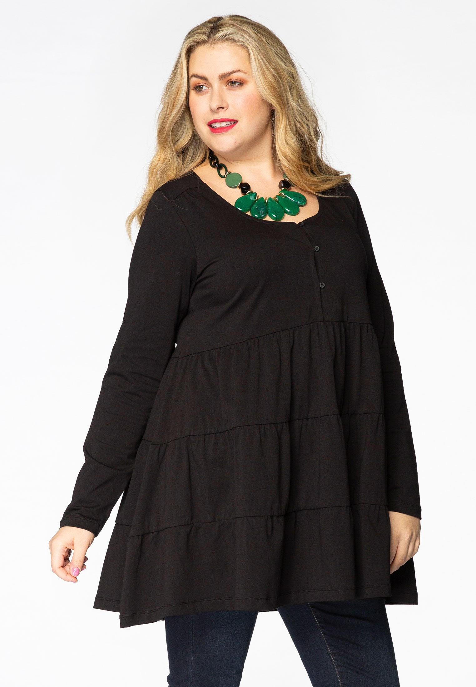 Yoek Tuniek met ruches ORGANIC | Zwart | Maat 50/52