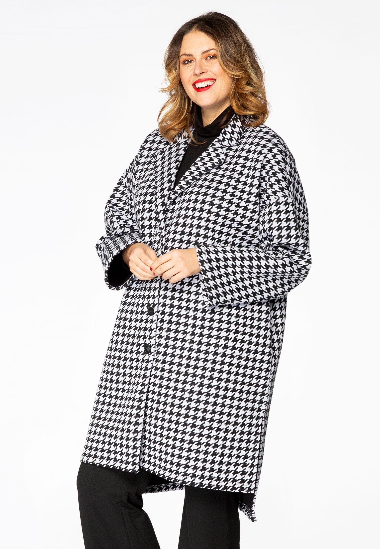 Yoek Jas PIED DE POULE | Zwart | Maat 46/48