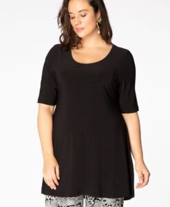 Yoek Tuniek strik wide bottom | Zwart | Maat 38/40