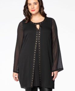 Yoek Blouse golds | Zwart | Maat 42/44