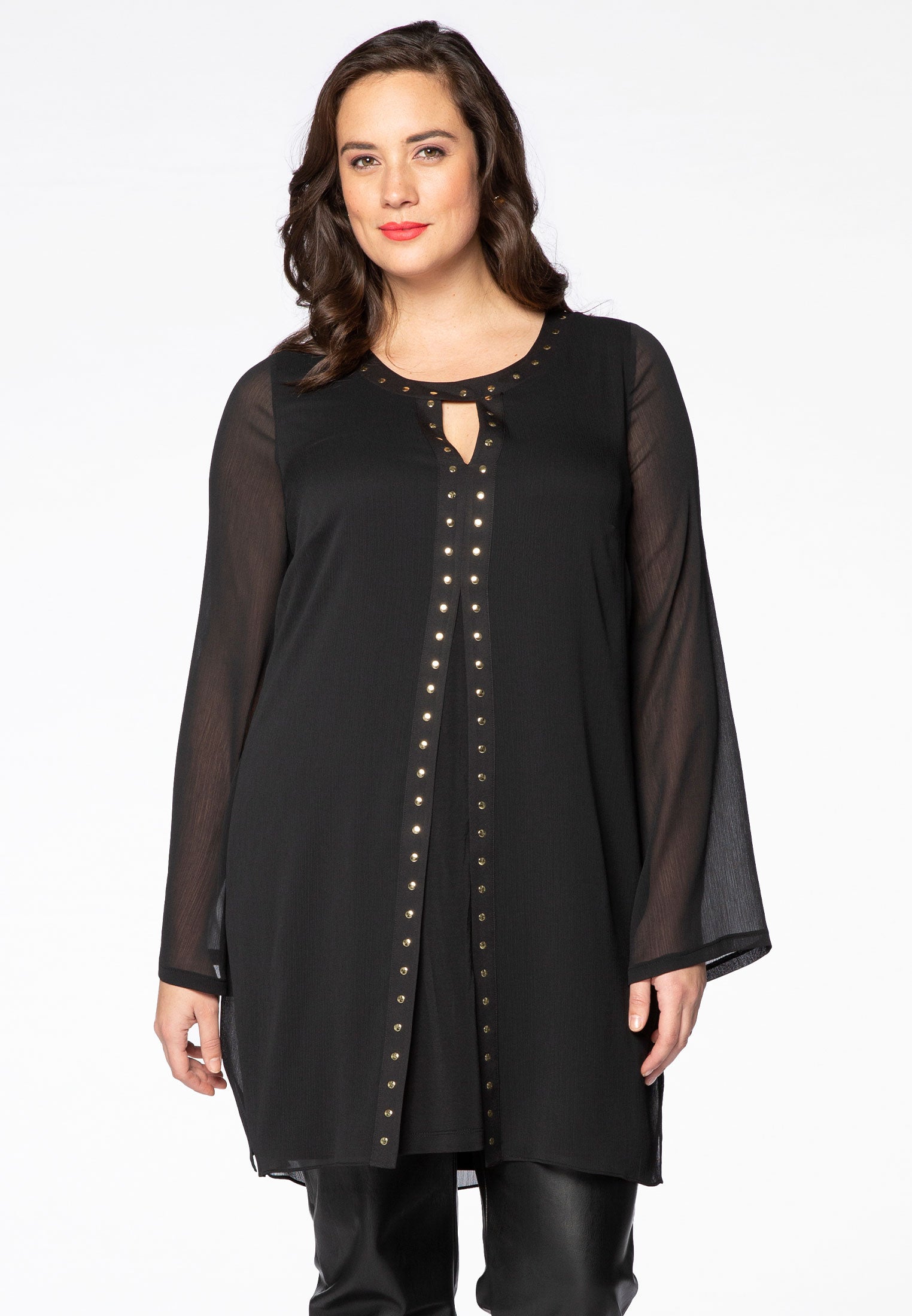 Yoek Blouse golds | Zwart | Maat 42/44