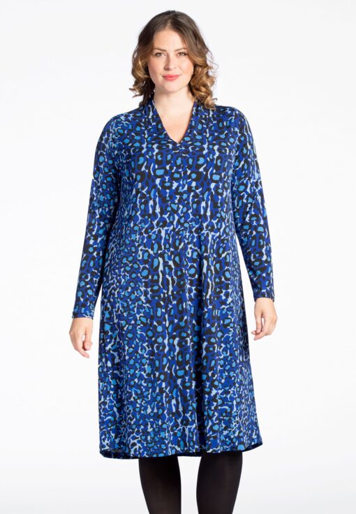 Yoek Jurk met v-hals BLUE LEO | Blauw | Maat 42/44