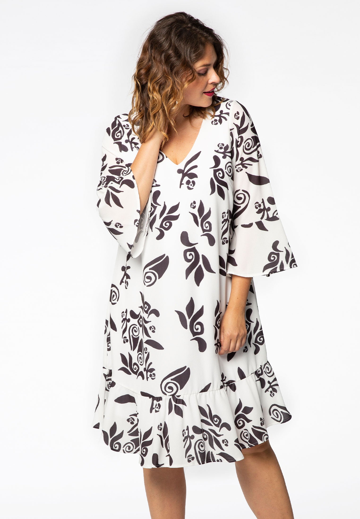 Yoek Jurk met volants GAUDI | Zwart | Maat 38/40
