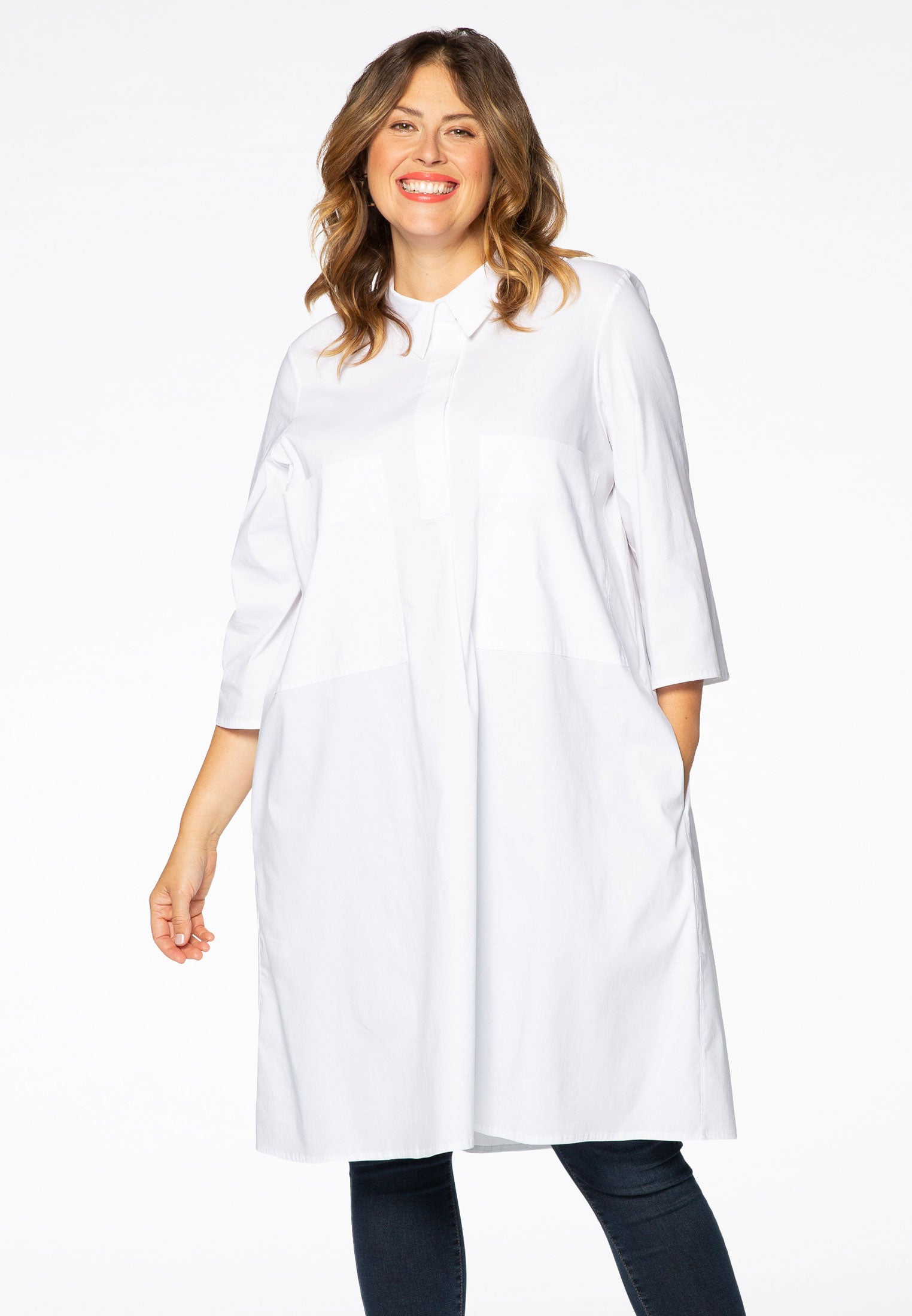 Yoek Jurk POPLIN | Wit | Maat 42/44