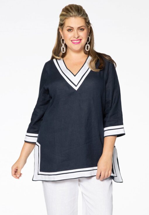 Yoek Tunic v-neck | Blauw | Maat 38/40