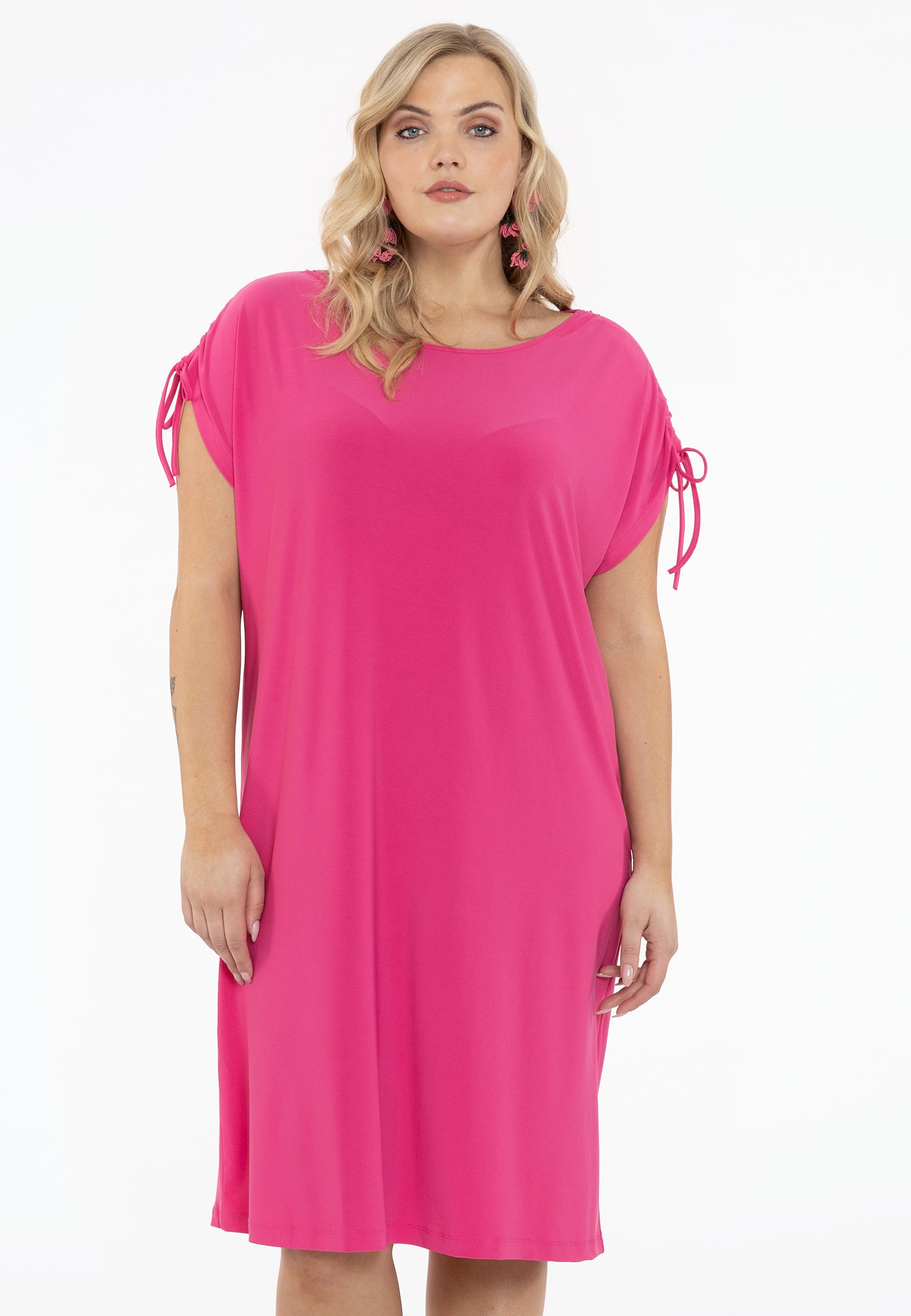 Yoek Jurk met strikjes | Roze | Maat 54/56